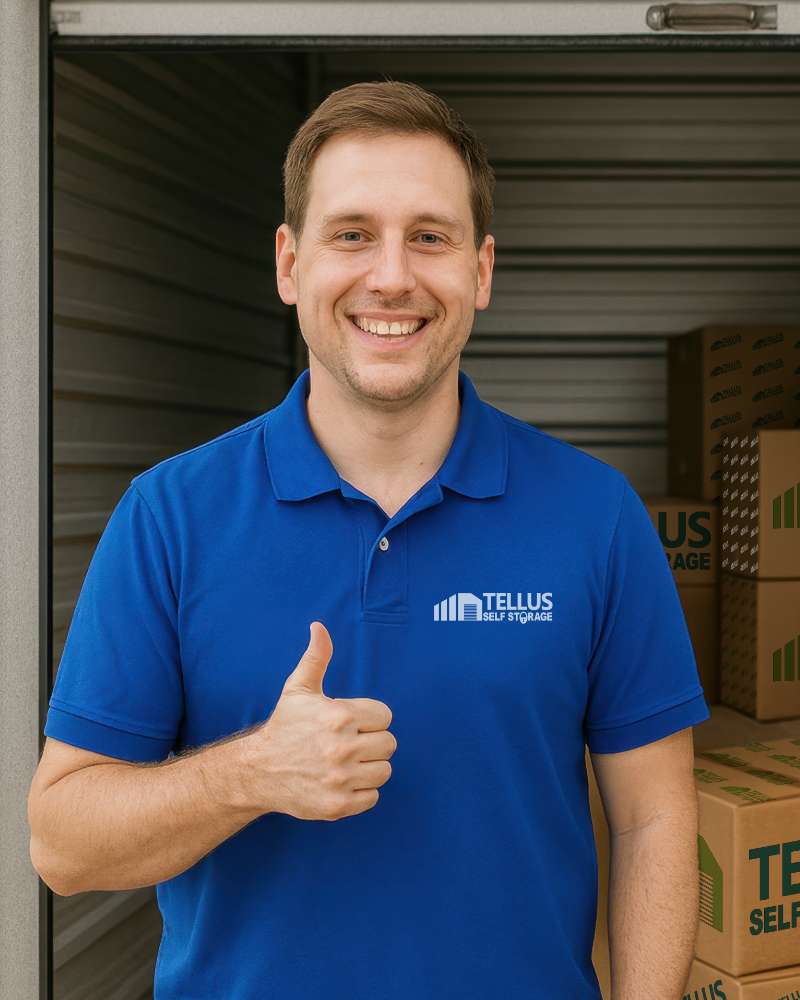 Happy Tellus Storage Employee